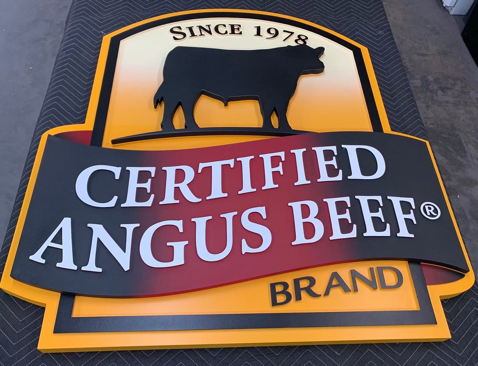 Certified Angus Beef dimensional HDU logo sign with raised lettering