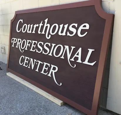 Professional-center routed sign
